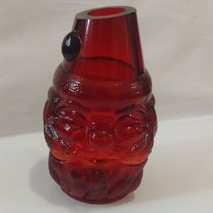 Fenton Fairy Lamp Red Glass Santa Figurine Heavy Glass